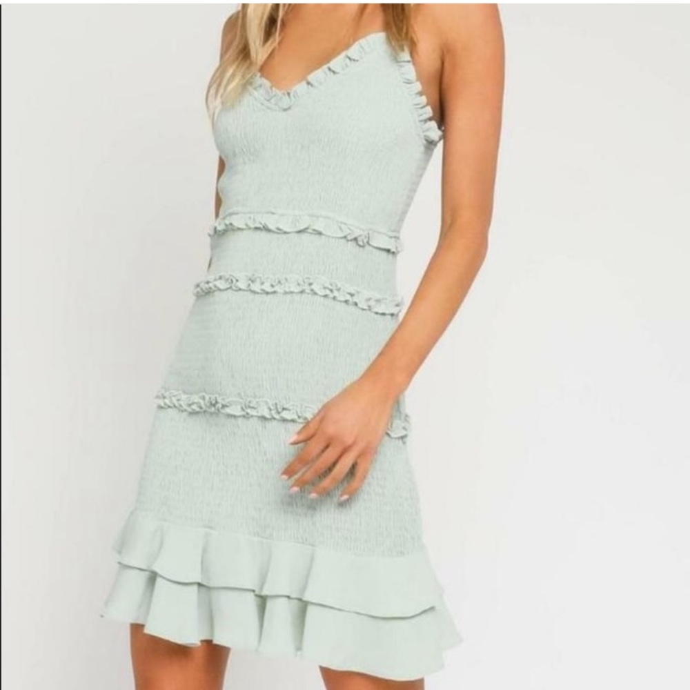 Olivaceous ruched dress